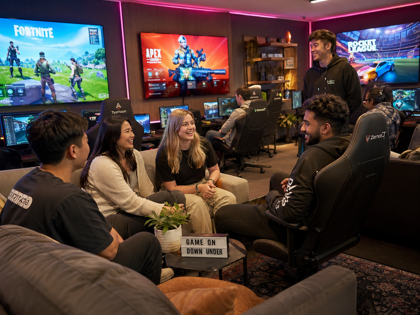 Gamers playing together